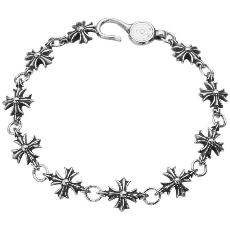 Fashionable Retro Silver Cross Bracelet Punk Bracelet Chrome CH Cross Bracelet for Women Men