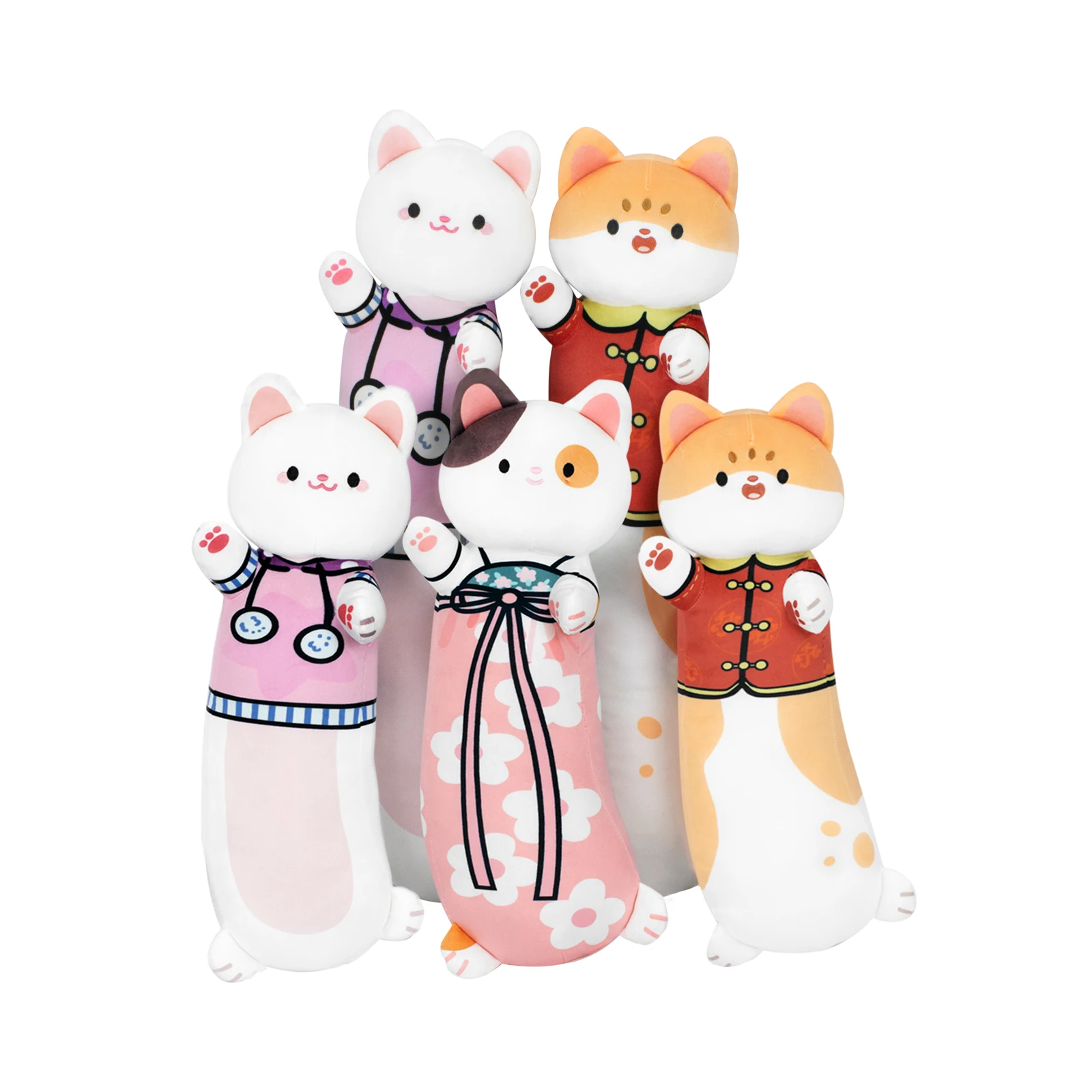 70cm Multi Color Long Plush Cat Body Pillow Soft Stuffed Cat Family Pillow Cute Plush Toys Stuffed Animal