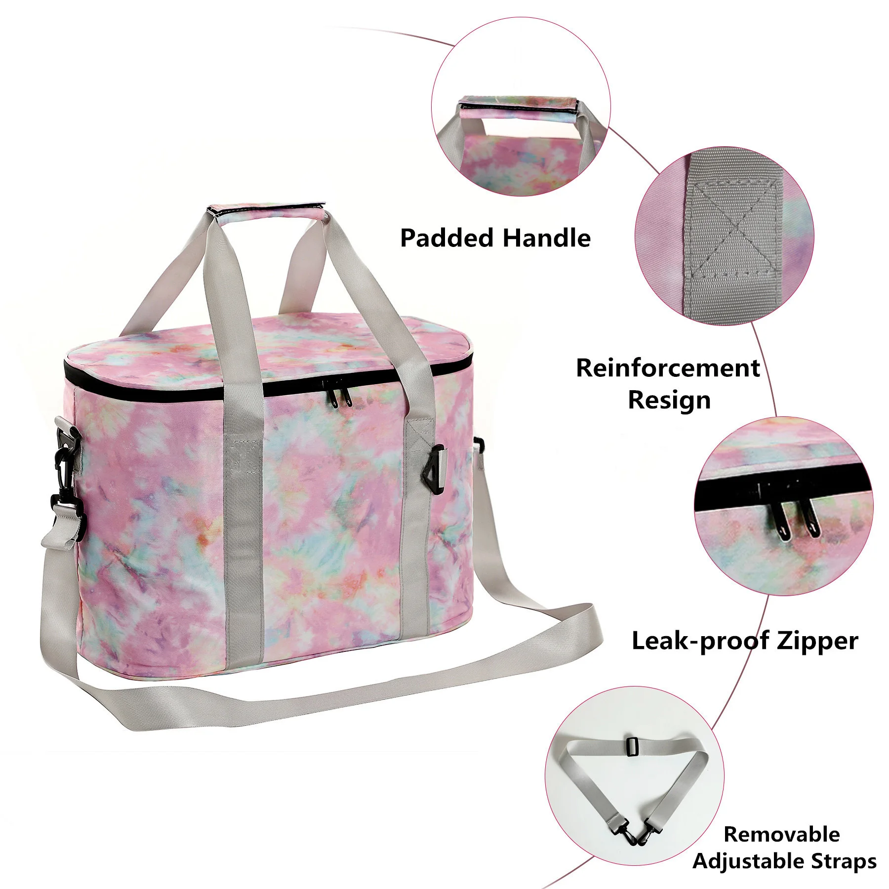 Wholesale Summer Wine Large Capacity Tie Dye Picnic Bags Beach Lunch Leopard Insulated Cooler Bag