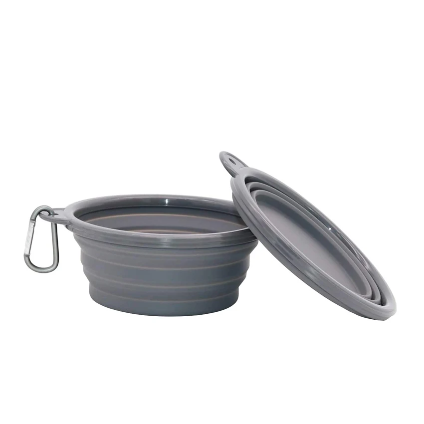 Wholesale travel dog silicone bowl, water bowl fold up, silicone foldable water bowl cat eating bowl collapsible 1000 ml