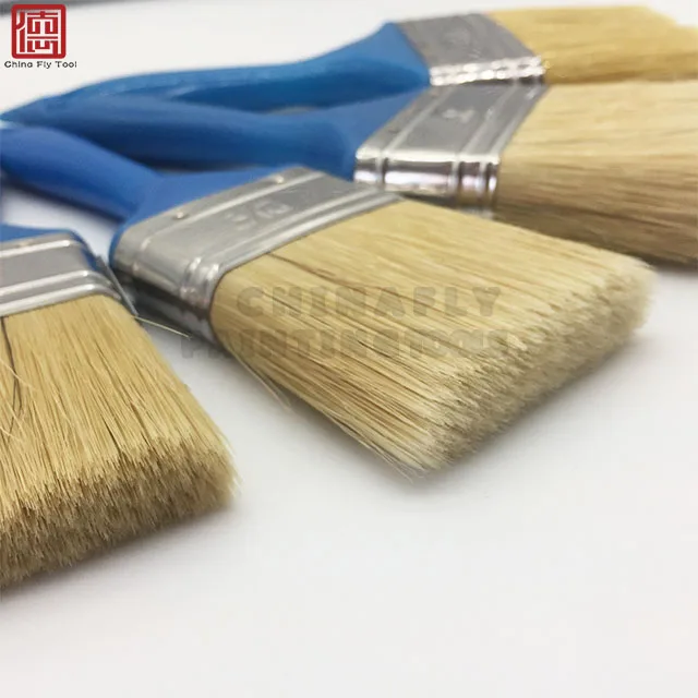 CTPBS011 Wholesale Price  Blue Fluorescence Powder Virgin Plastic Handle Pig Bristle  Polyester Filament Paint Brushes