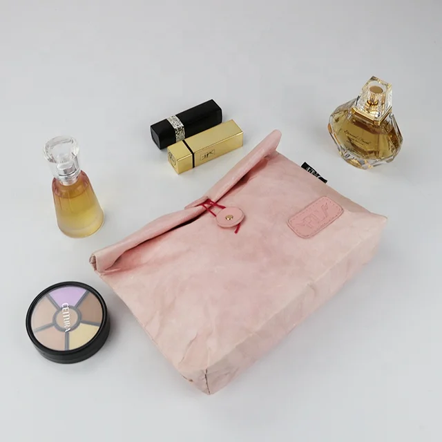 OEM Cosmetic Storage Pouch Waterproof Makeup Tyvek Pink Custom Toiletry Bag