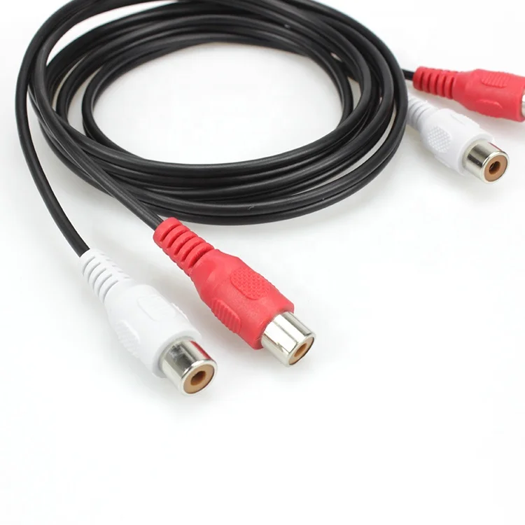 2 RCA Female Audio Cable For DVD Shield  Extension AV Cable