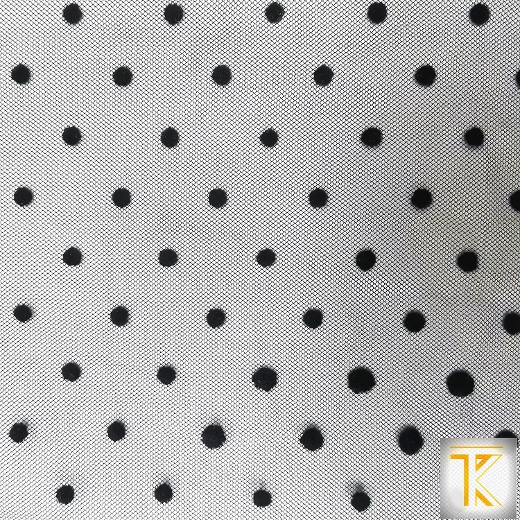 Factory manufacture various flocking mesh tulle roll fabric for clothing tulle