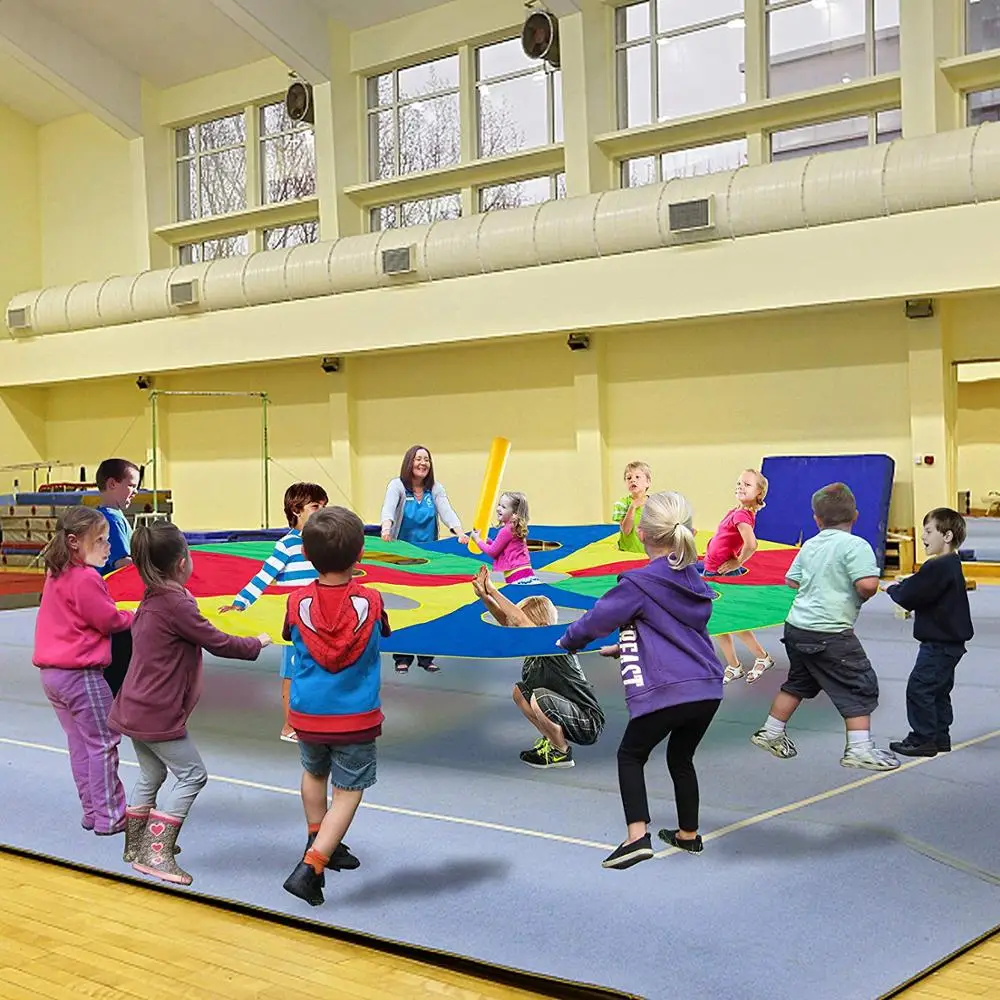 Gopher Parachute 12 Foot for Kids with 16 Handles and 9 Holes,Play Parachute Tent Outdoor Games Activities Toys