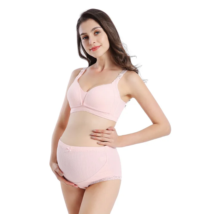 Pregnant women sexy lace underwear maternity bra and briefs set soft cotton nursing bra sets