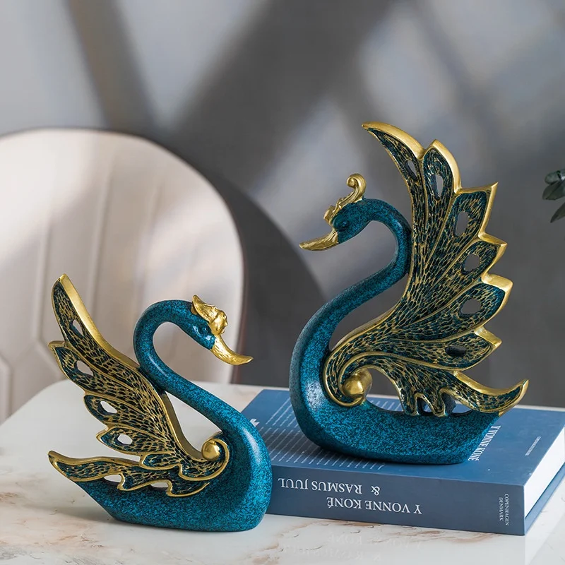 Resin craft animal style resin swan figurine for table home decoration