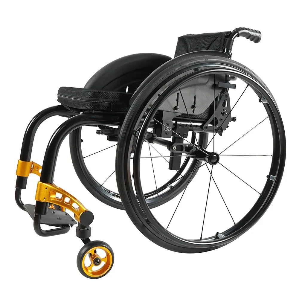 sports manual lightweight  wheelchair with adjustable height and 24 inch large wheels