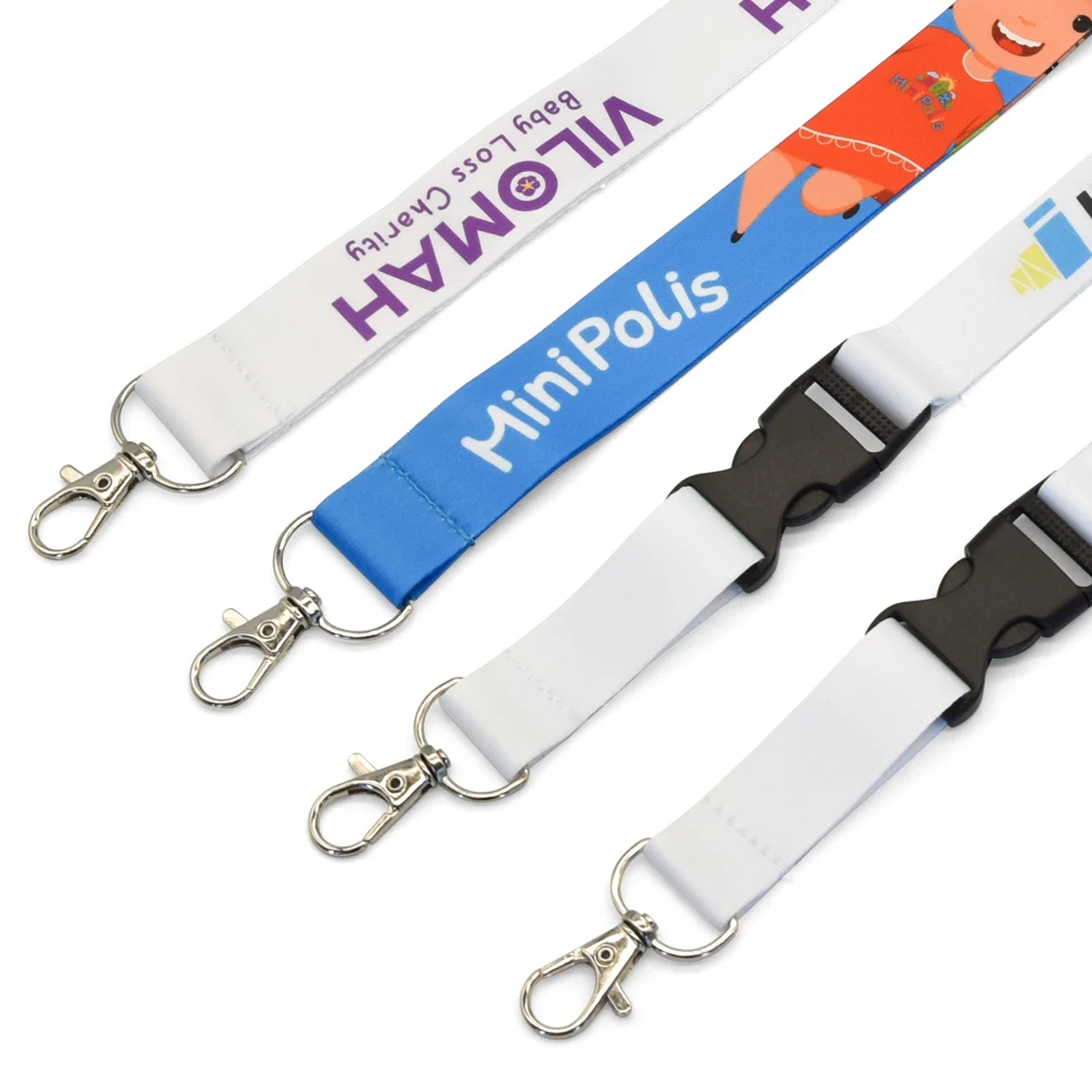 Customizable necklace children size printing polyester safety buckle football printing lanyard