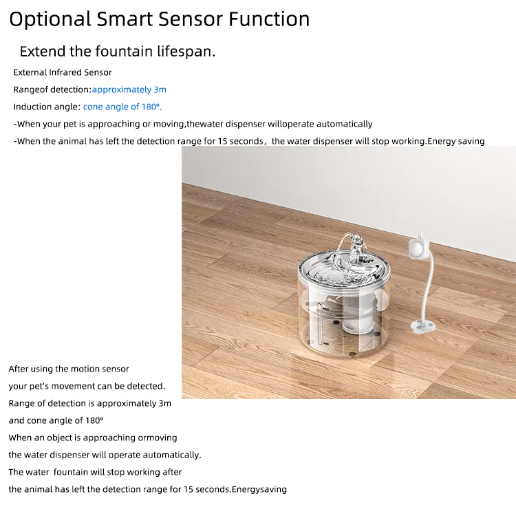 2022 Wholesale 2.6L Automatic Pet Drinking Fountain Stainless Steel Cat Water Fountain