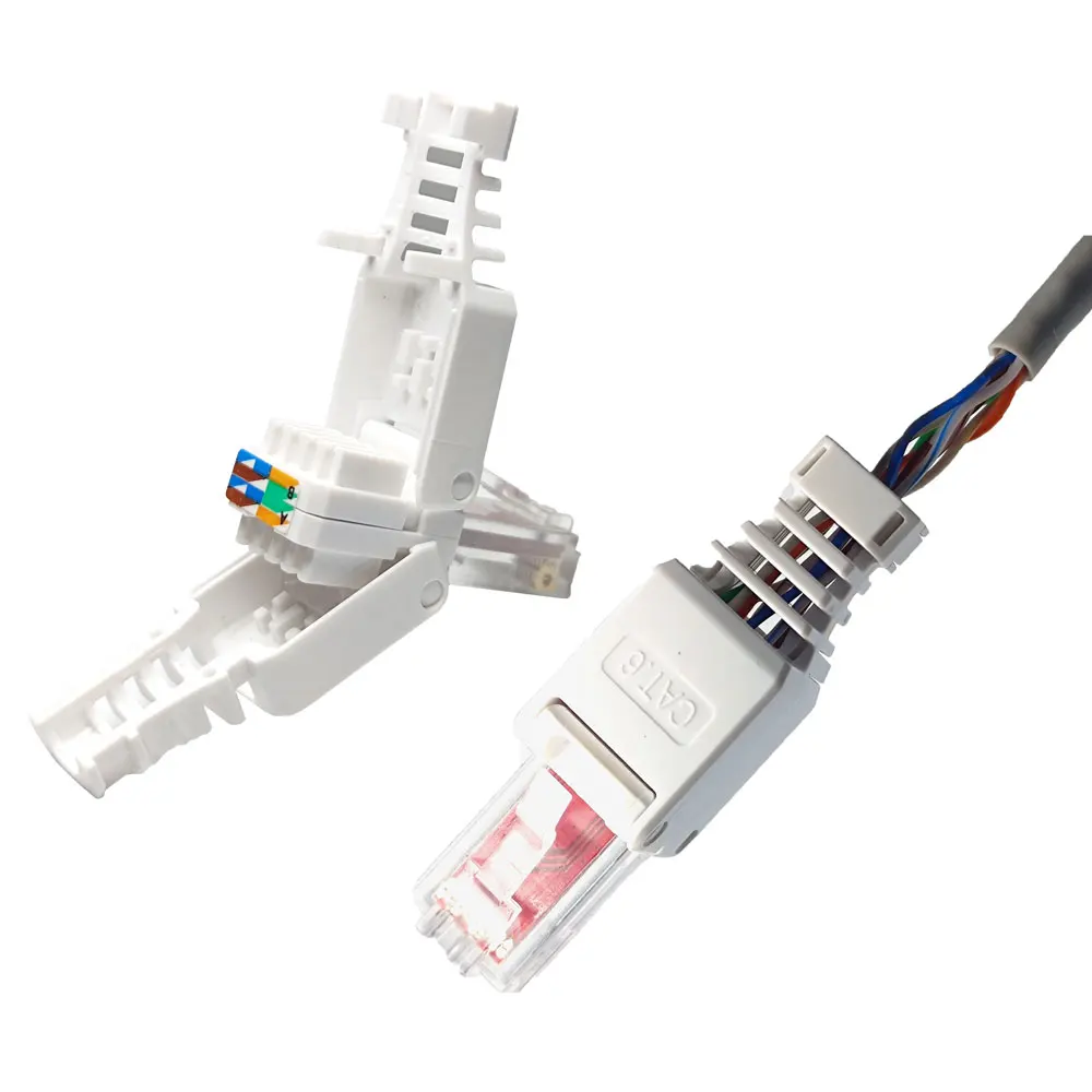 Network Cable Gold Plated tool free plug Ethernet RJ45 Cat5e Cat6 8P8C Pass Through Connector toolless Modular Plug