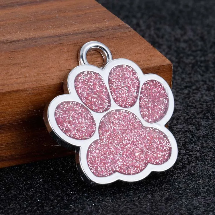 Cheap Price Personalized Dog Cat Tags Engraved Cat Dog Pet Custom Name Collar Pendant Pet Accessories Paw Glitter Necklace Penda