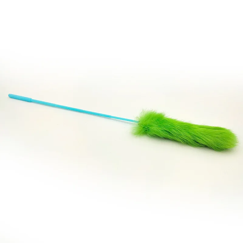 Tail Teaser Wand Toy Kitten Cat Exercise Playing Accessories Interactive Pet Supplies Funny Cat Plush Real Rabbit Fur Plate HY