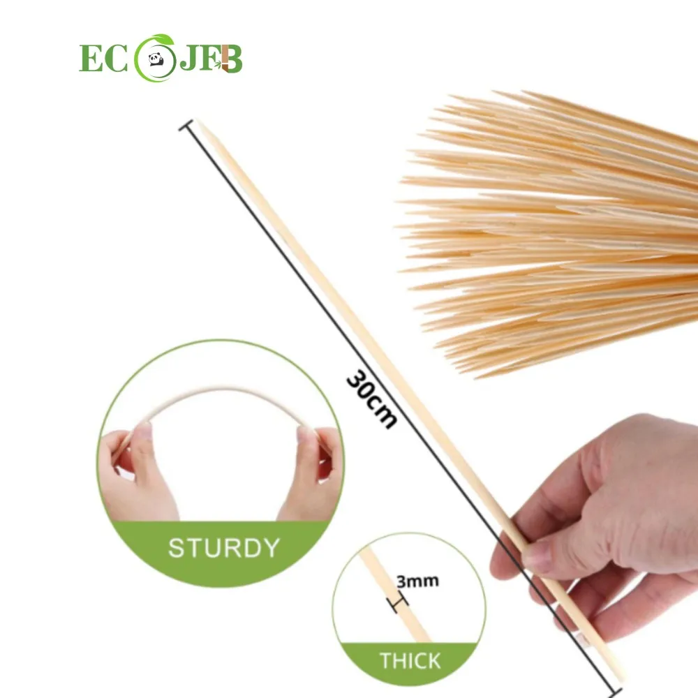 High Quality Natural 30cm Bamboo Skewers Stick BBQ Barbecue Meat Skewer
