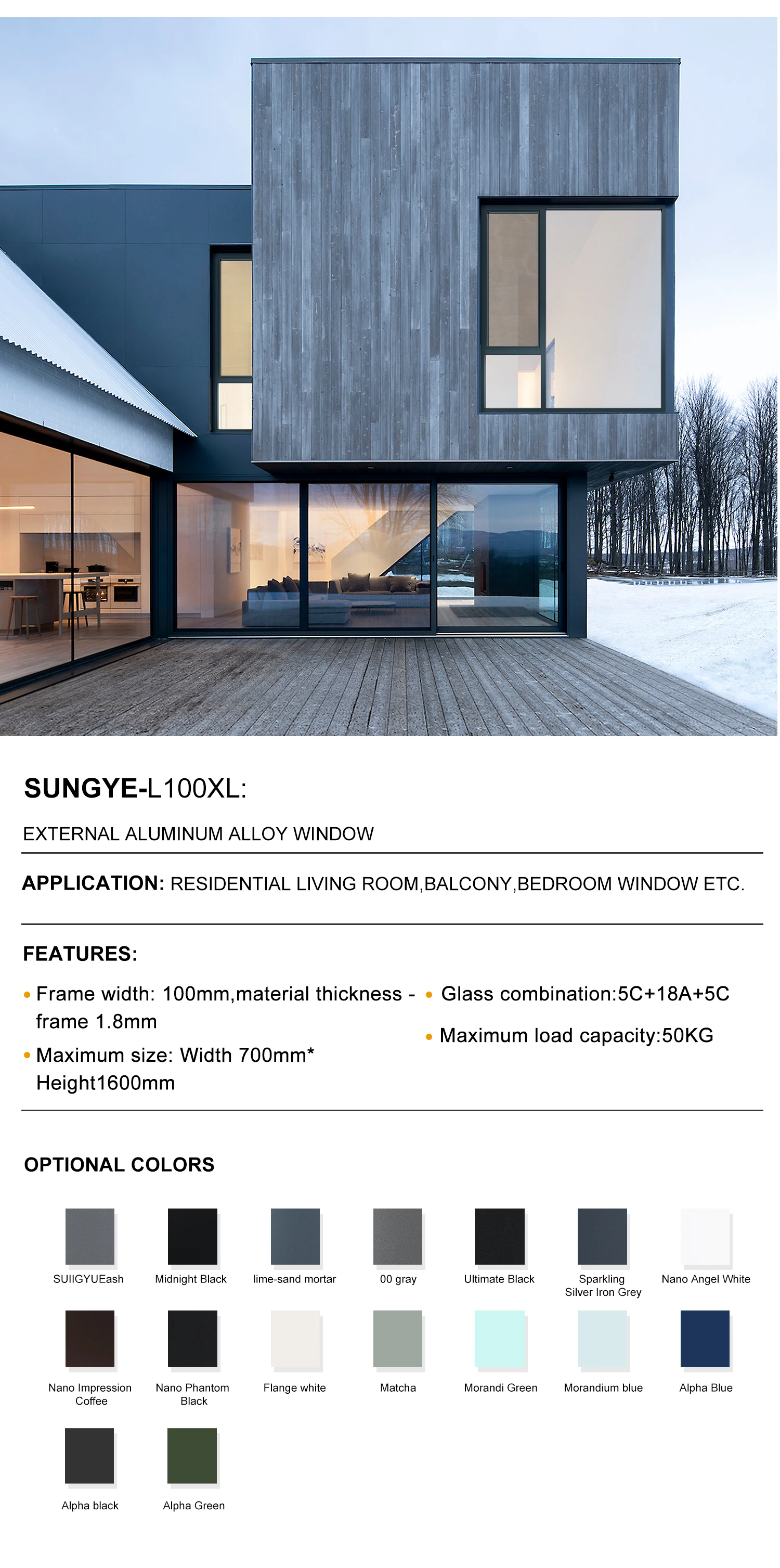 SUNGYE NFRC Custom Swing Casement Window Thermal Break Triple Double Glazed Aluminum Windows With Screen