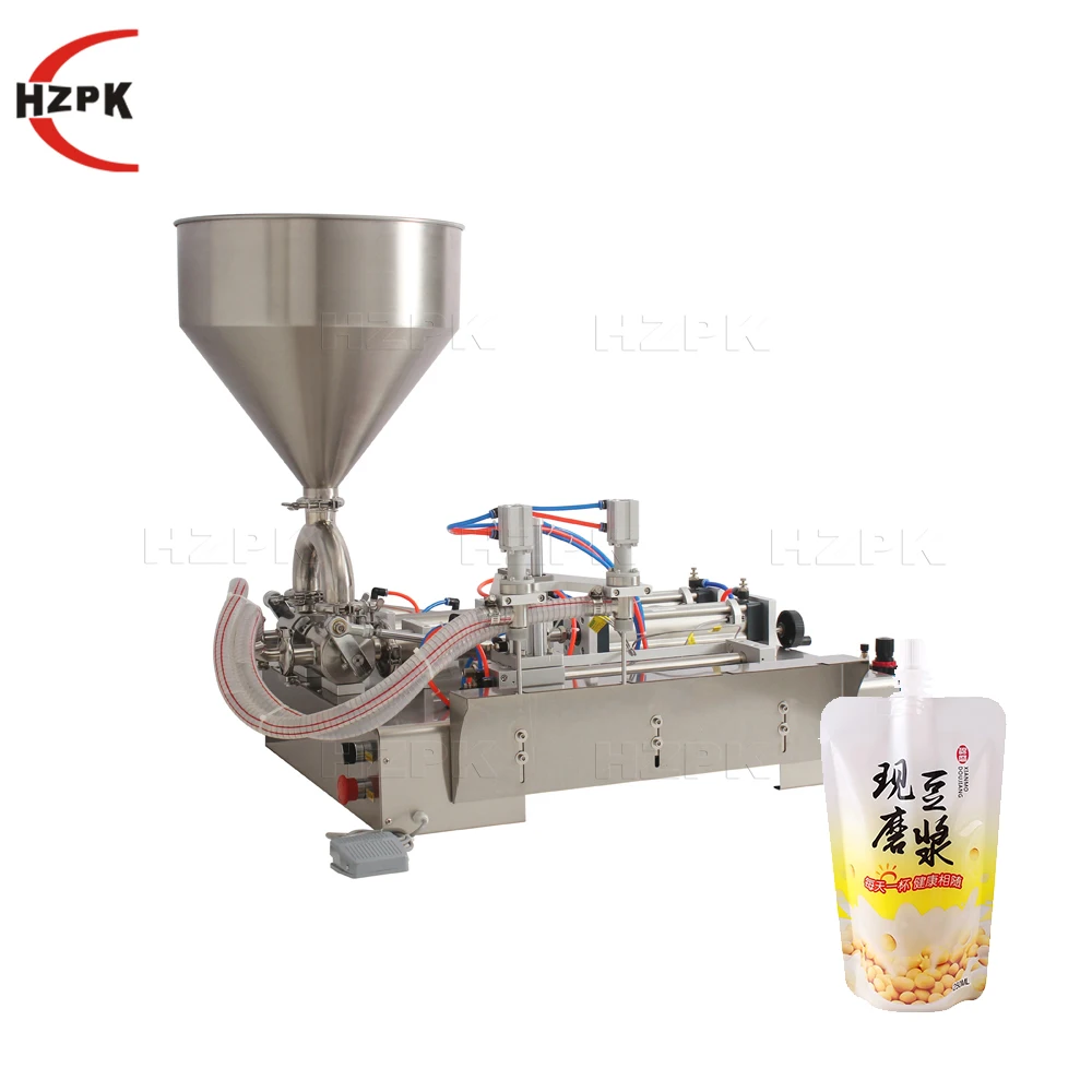 Hzpk Semi Automatic Beverage Honey Juice Coffee Liquid Honey Oil Paste Stand Up Spout Pouch Bag Filling Machine Filler