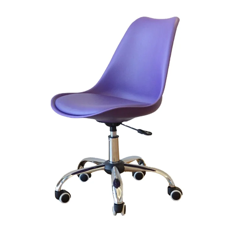 Cheapest E-commercial Chaise En Plastique Violet Reading Relax Dining Swivel Chair with Chrome Legs Lift Purple Plastic