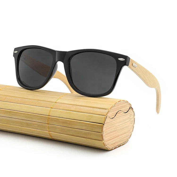 Fashion Wooden Bamboo Sunglasses with Polarized Lenses Squake Large Size Logo Customized  Color Selectable for Men