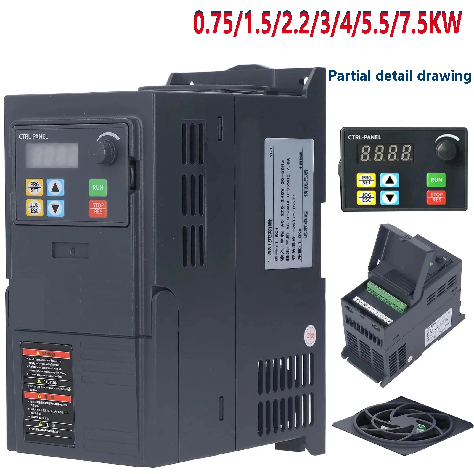 1.5/2.2KW 3KW 4KW 5.5KW 7.5KW Inverter Motor Speed Controller 220V 380V Economical VFD Variable Frequency Drive Converter