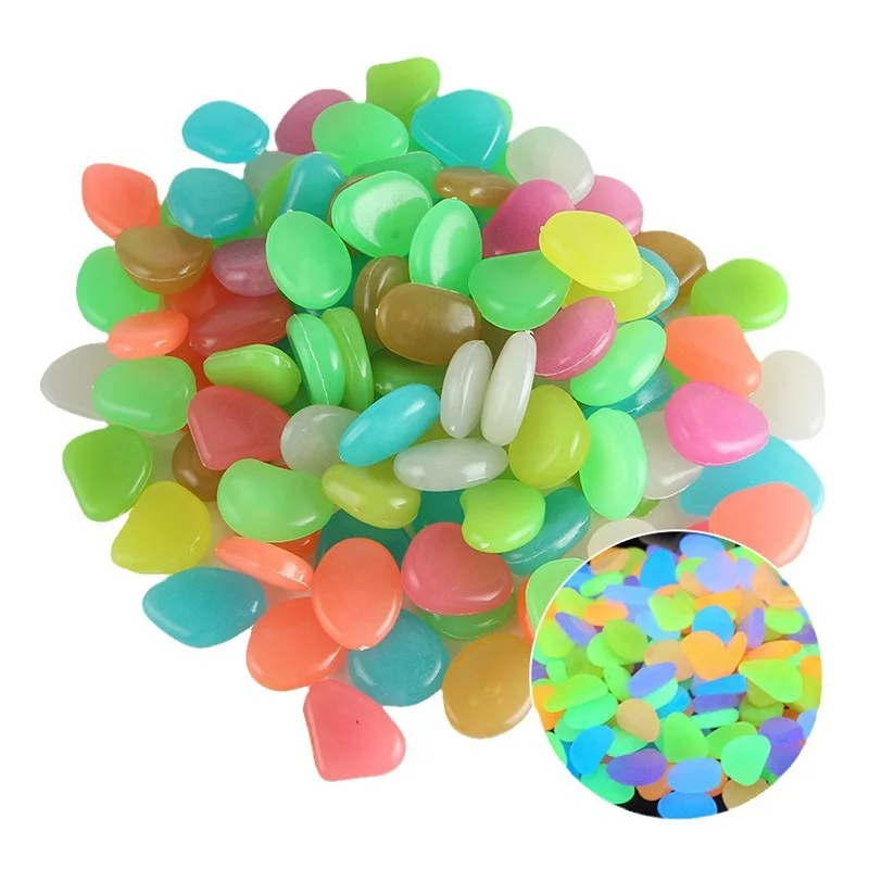 50/100pcs Artificial Colored Nightlight Stone Fish Bowl Landscaping Home Decoration Landscaping pebbles Luminescent Small Stone