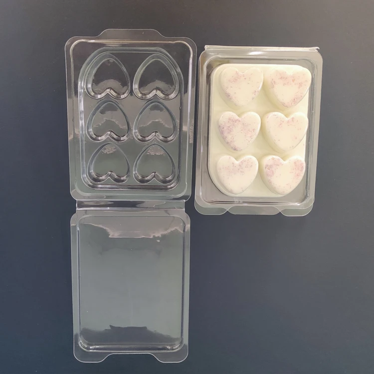 
Customizing Heart Shape Clear Wax Melts and Candle Clamshell Packaging 