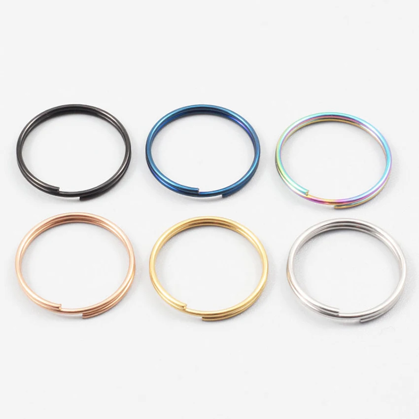 Wholesale Stainless Steel Gold Double Layers Spring Ring Rose Gold Split Ring Jewelry Finding Components Connectors Keychain