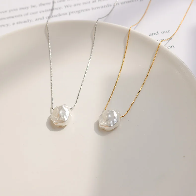 Fine 316L Stainless Steel Jewelry Imitation Baroque Irregular Pearl Necklace Women