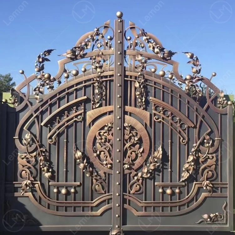 Portail Different Modern Compound Wall Iron Main House Gate Grill Design Philippines High Quality Wrought Iron Gate Design