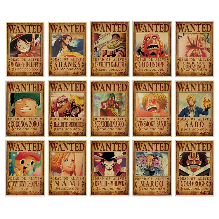 Custom LUFFY Roronoa Zoro Series Cartoon Placard Home Decoration poster Retro Kraft Paper Paperboard Printing