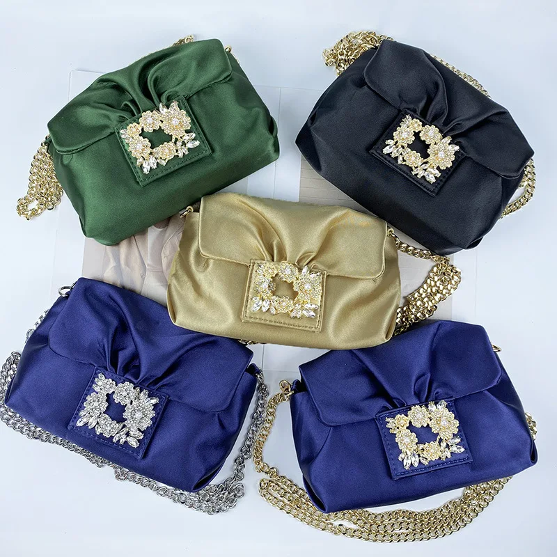 Luxury Bridal Wedding Purse Party Prom Glitter Bling Tassels Rhinestone Clutches Silk Handbag Ladies Dinner Evening Clutch Bag