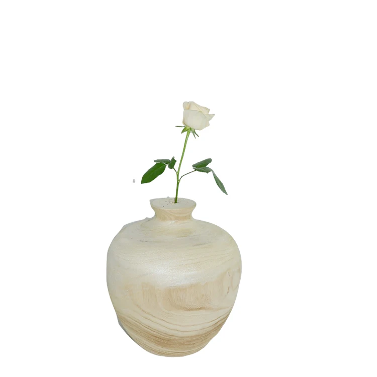 
Hot Sale wooden flower vase classic style vintage wooden decorative classic bamboo vase 