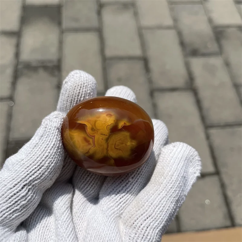 Natural Flower Agate Worry Pocket Stone Polished Irregular Shaped Healing Crystal Palm Stone