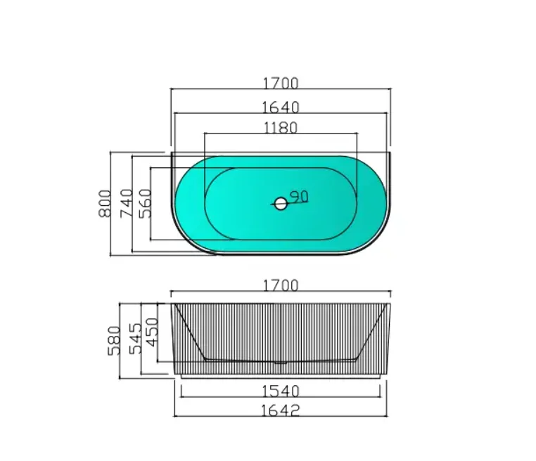 Classic and High-quality Fashion Back to wall Acrylic New hot sales Bathroom and hotel Soaking Bathtubs
