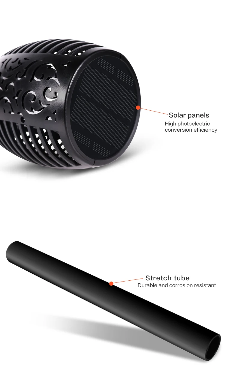 Landsign 96 LED Solar Flame Light Waterproof Outdoor Garden Torch with IP65 Rating Wireless DC Power from Solar Panel Battery