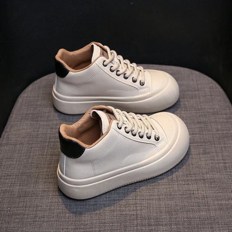 New Arrivals Children Thick Lace Ups Flat Kid Casual Shoes Chunky PU Leather Canvas Platform Shoes for Girls Boy