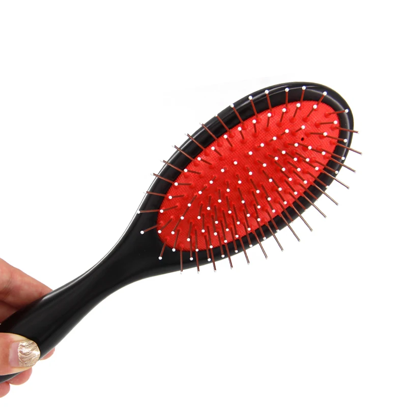 New Custom Logo Hairbrush Metal Pins Bristle Wig Brush Round Paddle Detangling Wooden Hair Brush