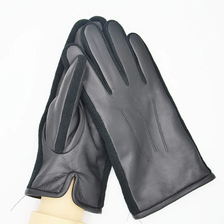 Chinese wholesale factory Wholesale fashion winter new style men Genuine Sheepskin not PU leather gloves men leather gloves