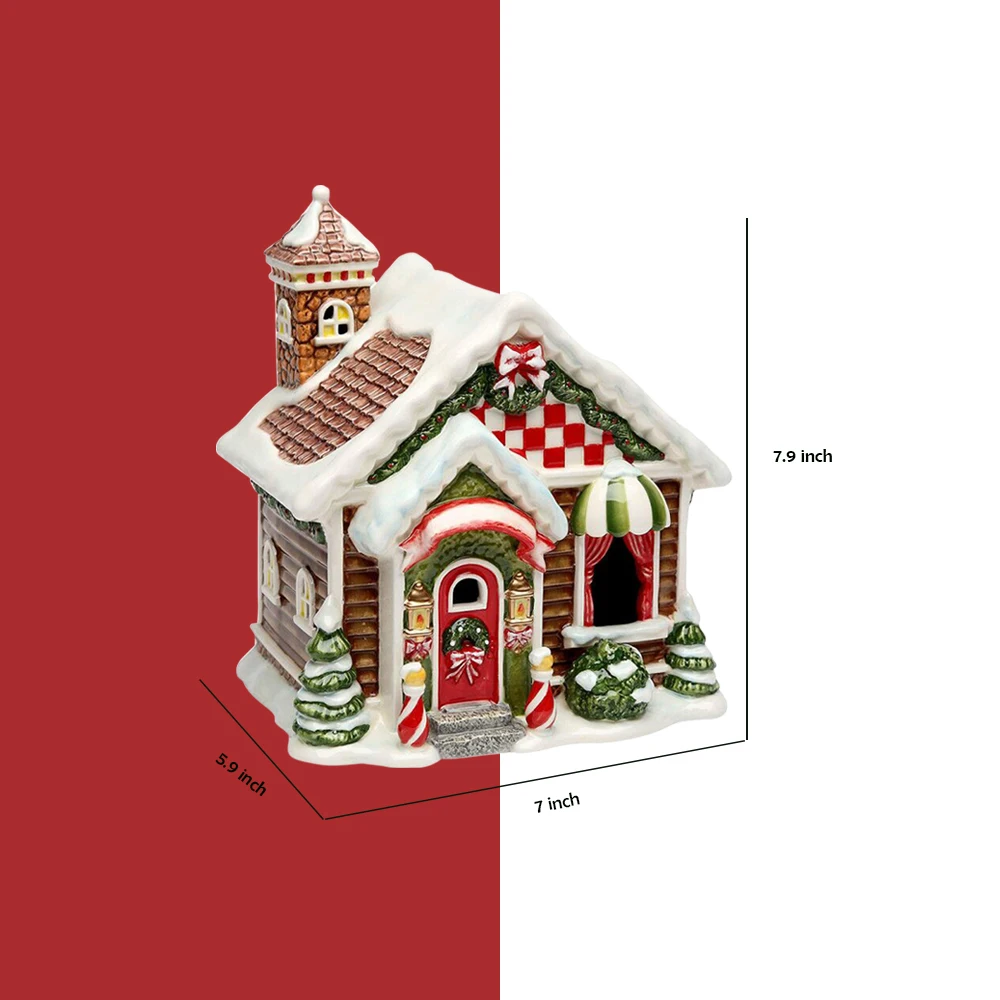 Керамический рождественский дом с подсветкой в деревне Санты