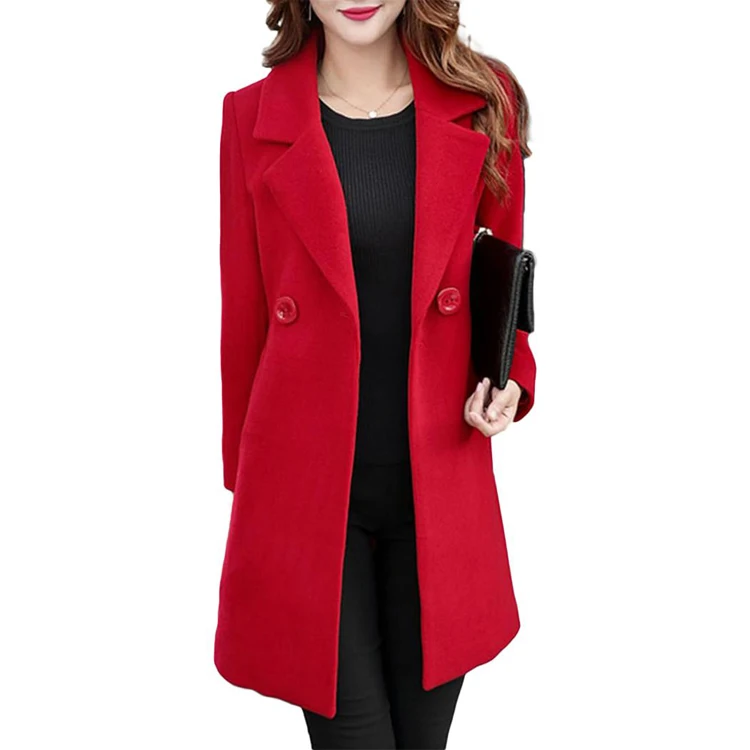 2021 wholesale  Custom Women Wool Trench Coats Outwear women clothing Woolen Long Coats Windbreaker Ladies Overcoats
