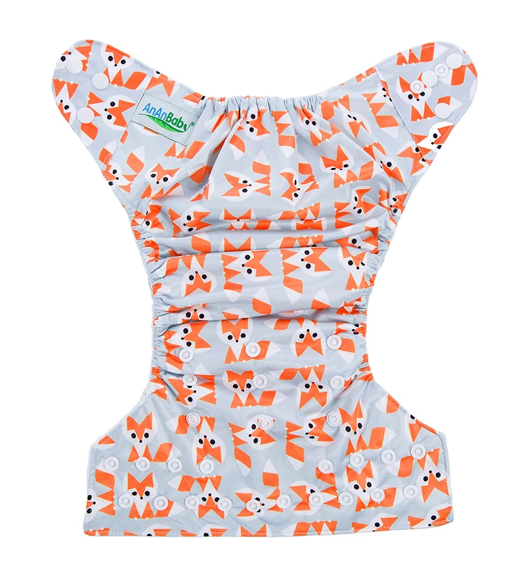 Printed Baby Cloth Diapers Washable Reusable Pocket Nappy Suitable For 3~ 15kg Baby