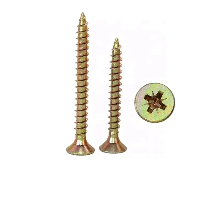Yellow Zinc White Zinc Pozi Drive double CSK Head Fiber wood Screw Chipboard Screw