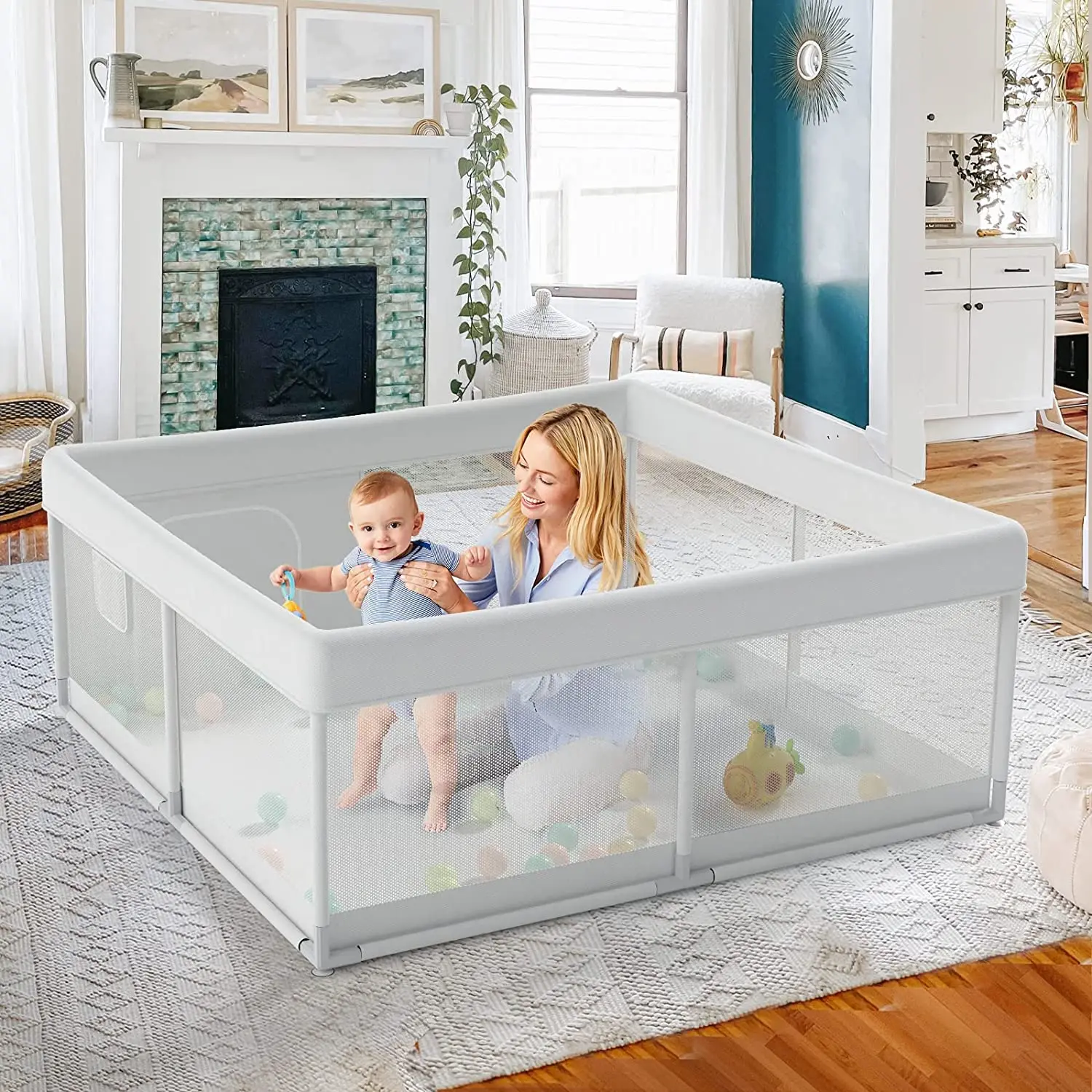 Square Portable Baby Playpens Safety Fence Play Yard Fence For Children