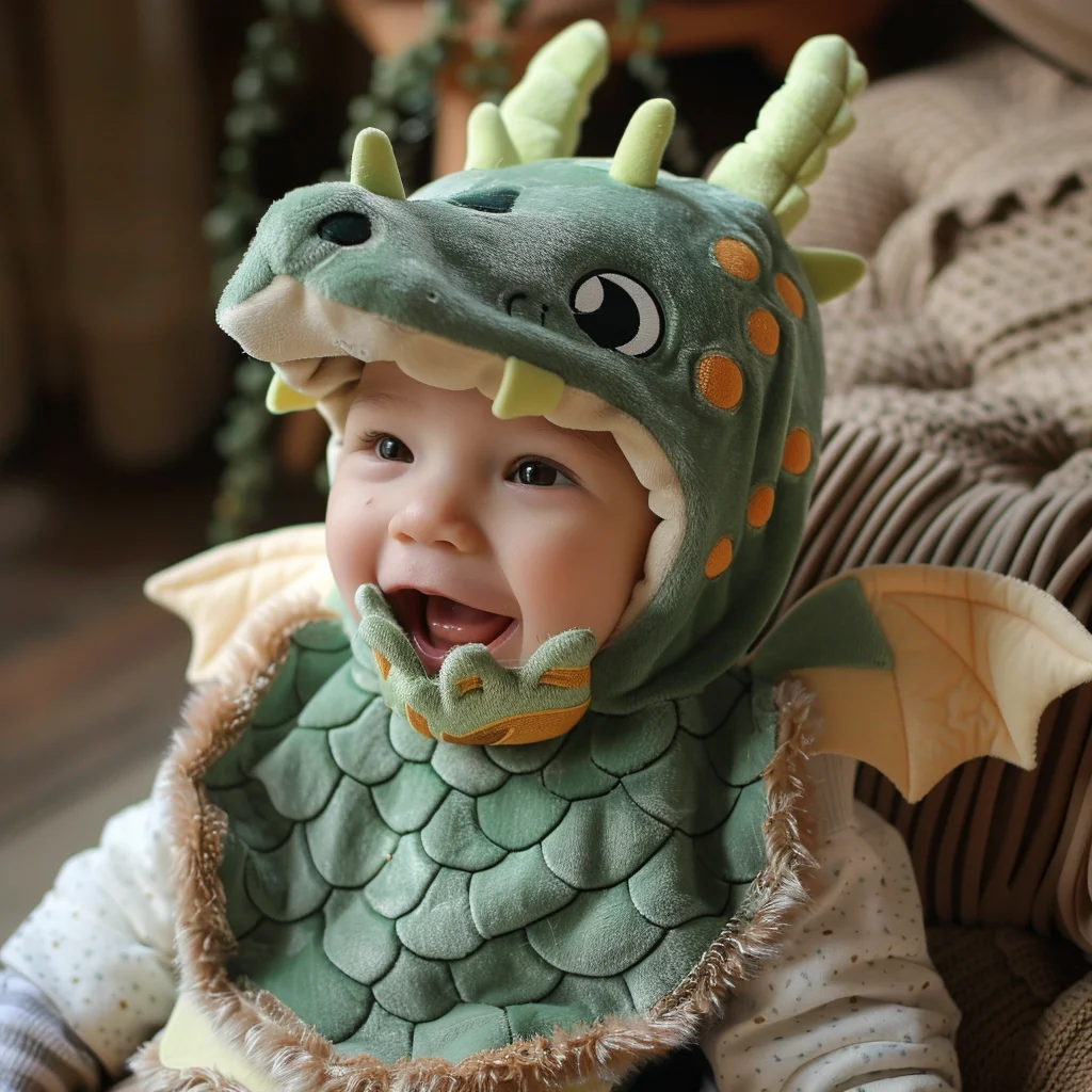 original newborn Kids Toddlers Plush Winter Beanie and Bibs Dragon Horn Hat Cute Warm Animal Cotton Knit Hat Waterproof