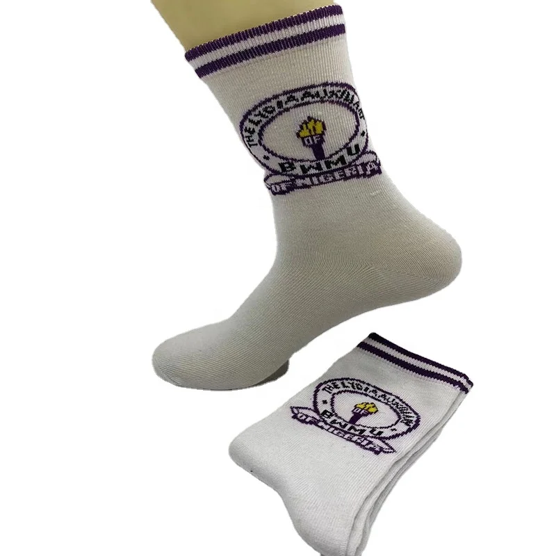 Wholesale Factory Manufacturer Custom Logo Crew Cotton Socks Nigeria School Student Kids Socks For Boys And Girls