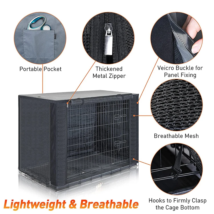 Indoor outdoor Houses Durable Waterproof Lightweight 600d Polyester  Pet Kennel Cages Carriers Dog Crate Cover