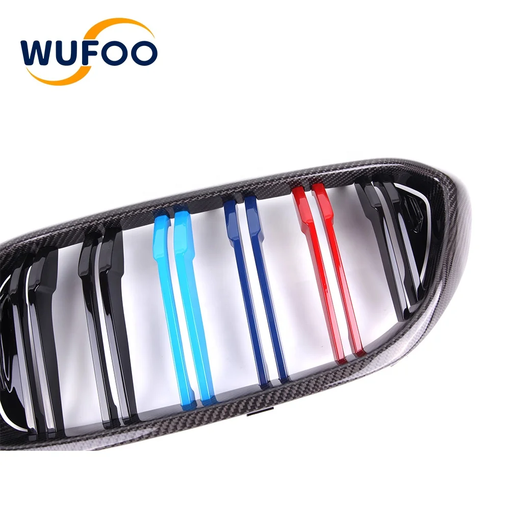 For BMW 17-19 5 Series G30 G38 Doule Salt Carbon Fiber Glossy Tricolor Grille
