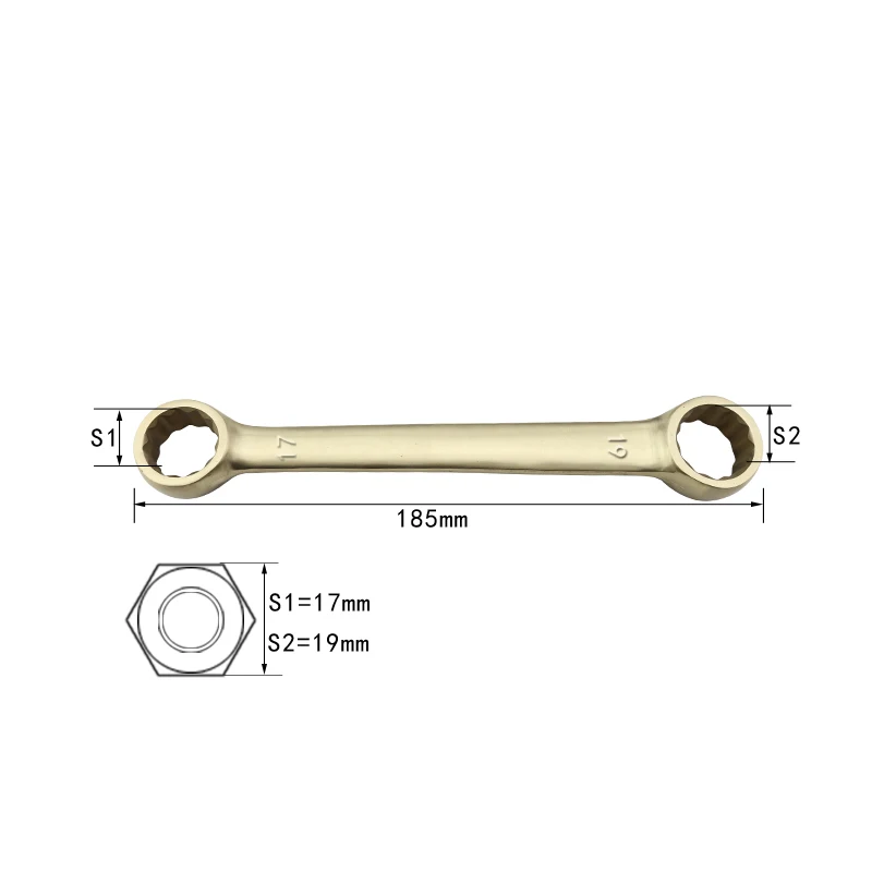 Aluminum Bronze High Quality Professional Manufacture anti-static Double flat box wrench 17*19mm for power plant