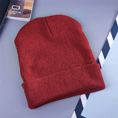 Wholesale Cheap Custom Cuffed Knit Hats Thick Melon Cap Wool Beanie Knitted Hat Winter Warm Pure Color Keeping Warm Plush Unisex