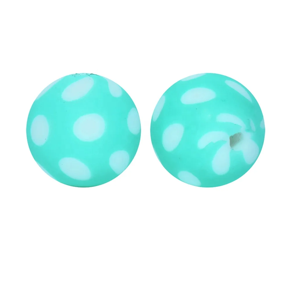 Best Selling Bpa Free Teether DIY Teething Toy Baby Chewable Accessories Silicone 15mm Round Printed Beads