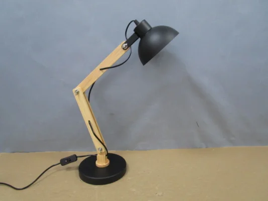 Good quality mid century large antique black table task lamp metal wood reading  lamp for desk office study room